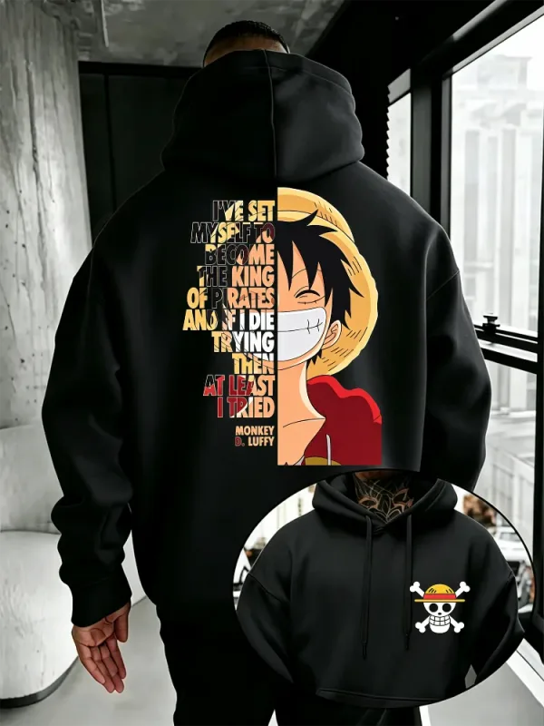 One Piece Anime Hoodie Monkey D Luffy Quote Print Streetwear Unisex Herr Dam Oversized Casual Sweatshirts Långärmade