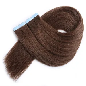 Tape in Hair Extensions 14A Straight 100% Human Hair #4 Brown Virgin Remy Hair Extensions 21 τμχ 50 g Συσκευασία Invisible Skin Weft 18 20 22 Inch