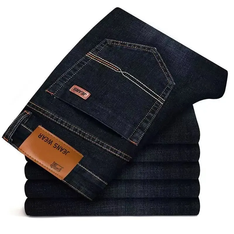 2025 New Autumn Classic Men's Fitted Stretch Jeans High-end Blue Black Casual All-Match Pants Straight Leg Men's Pants