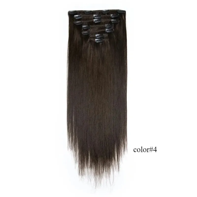 7PCS Light Blonde to Golden Ombre Clip in Remy Human Hair Extensions 16-22 Inch Natural Straight Balayage Highlighted Double Wef