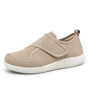 Sapatos abertos para idosos ajustáveis, sapatos para diabéticos, pés inchados, gordura, hálux valgus, joanete, ortopedia, polegar, eversão, homens e mulheres