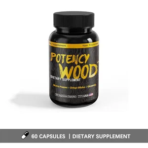 Potency Wood Herbal Supplements with Ginseng Ashwagandha 60 Capsules Adaptogen Energy Stamina Immune Antioxidants Gut Health