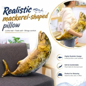 Bagong Makatotohanang Mackerel Plush Pillow Plush Soft Stuffed Fish Plush Toy Food Plush Toy Sofa Bed Decor