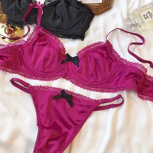 Σετ γυναικείων εσωρούχων Ice Silk Sexy Lace See Through Push Up Σετ σουτιέν Καλοκαιρινό ανοιξιάτικο μαζεμένο αναπνεύσιμα εσώρουχα και εσώρουχα