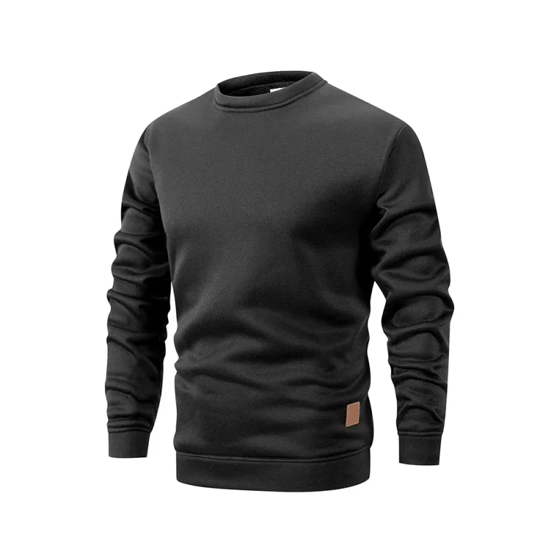 Sweter Leher Kru Hangat Pria Pulover Termal Berlapis Bulu Domba Sweter Kasual Fashion Musim Gugur Musim Dingin Hoodie Lengan Panjang Rajut Longgar