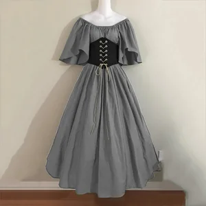 intage rochie femei cu mâneci scurte cu dantelă mozaic rochie lungă medievală victoria prințesă rochii cosplay rochii retro pentru petrecere