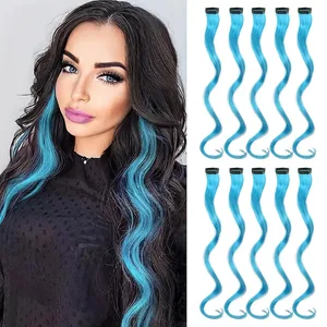 10 piece set of colored curly hair extensions clip style highlight hair patches single clip style one-piece women's dark hair