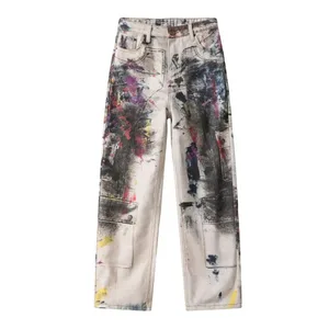 Y2K American New Pánské džínové kalhoty Streetwear Hip Hop Kravata Dye Jeans Móda Harajuku Muž Motocyklové džíny Techwear Pantalon Homme