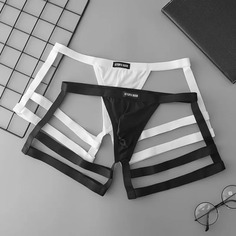 Ademende elastische stringslip voor heren, jarretel, laagbouw met U-bolle buidelontwerp, geschikt voor de lente, zomer, herfst, winter