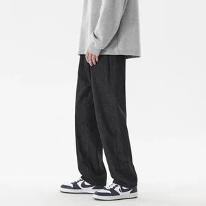 2023 Nieuwe Koreaanse Mode Mannen Casual Enkellange Jeans Klassieke Man Rechte Denim Wijde Broek Lichtblauw grijs Zwart 3XL