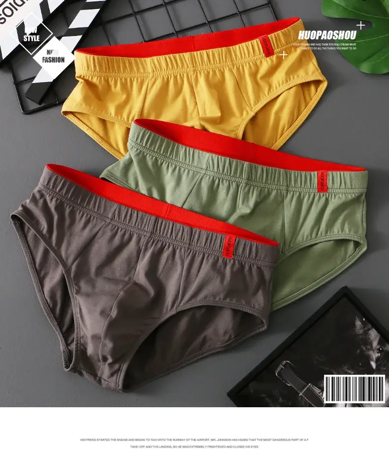 Celana Dalam Katun Solid Celana Dalam Kantung Cembung Pria Pakaian Dalam Fasion Remaja Pakaian Dalam Nyaman Pria Bersirkulasi Rendah Warna Solid