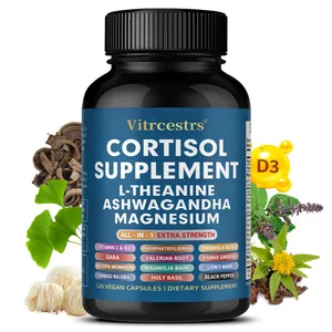 Cortisol Support Supplement - Magnesium Supports Stress Relief Calm Mood Relaxation Restful Sleep Focus & Adrenal Health