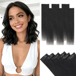 6 Pcs Clip In Human Hair Extensions Single Clip Ins Short Hair Extensions Seamless Straight Highlight Hairpieces for Women