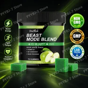 Pre Workout Energy Gummies with Caffeine Taurine Rhodiola Rosea CoQ10 & B Vitamins Supports Workout Focus Energy Strength 70 Ct