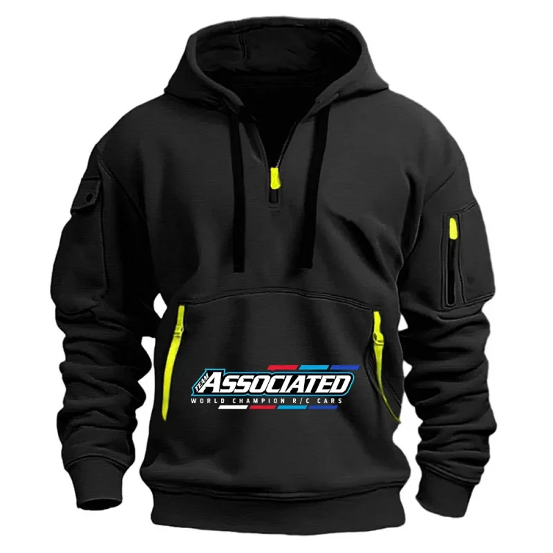Rc Team Associated Pánská mikina s kapucí s více kapsami na zip pro volný čas Sportovní mikina s kapucí muži volný svetr Módní mikina s dlouhým rukávem