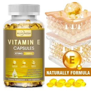 Alxfresh Vitamina E 670 mg (1000 UI) - Suplemento Dietético Natural Antioxidante Suporte ao Sistema Imunológico da Pele Sem Glúten Vegen