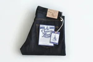 SauceZhan 316XX Casual Selvedge Jeans Raw Denim Jeans Unwashed Selvage Indigo Denim Jeans Straight Mens Jeans