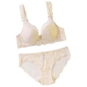Senhoras macio underwire renda push up sutiã conjunto sólido design floral bralette conforto conjunto de lingerie feminina adequado para a/b/c cup