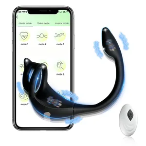 APP Penis Cock Ring Male Wireless Remote Control Male Ejaculation Delay Stimulator Anal Butt Plug Adult Sex Toy para sa Mga Mag-asawa