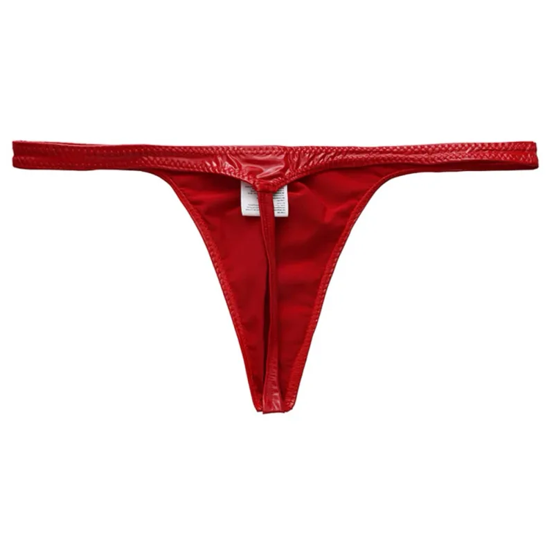 Männer Glänzende Kunstleder G-string Slip Dünne-Riemen Niedrige Taille Unterwäsche männer Höschen Dessous T-back Männliche Slip dessous