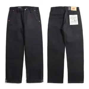 Kırmızı Tornado Siyah Erkek Kot Rahat Kesim 14.5oz Kenar Denim Memur Pantolon