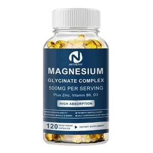 Magnesiumglycinat-Ergänzungsmittel 500 mg & Zink Vitamin D3 B6 Hohe Absorptionsunterstützung für Frauen und Männer Mineralische vegane Kapseln