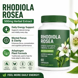 Rhodiola Rosea Capsules 500mg Herbal Supplement for Daily Energy Balance Mental Focus Adaptogen Plant Extract 60 Capsules